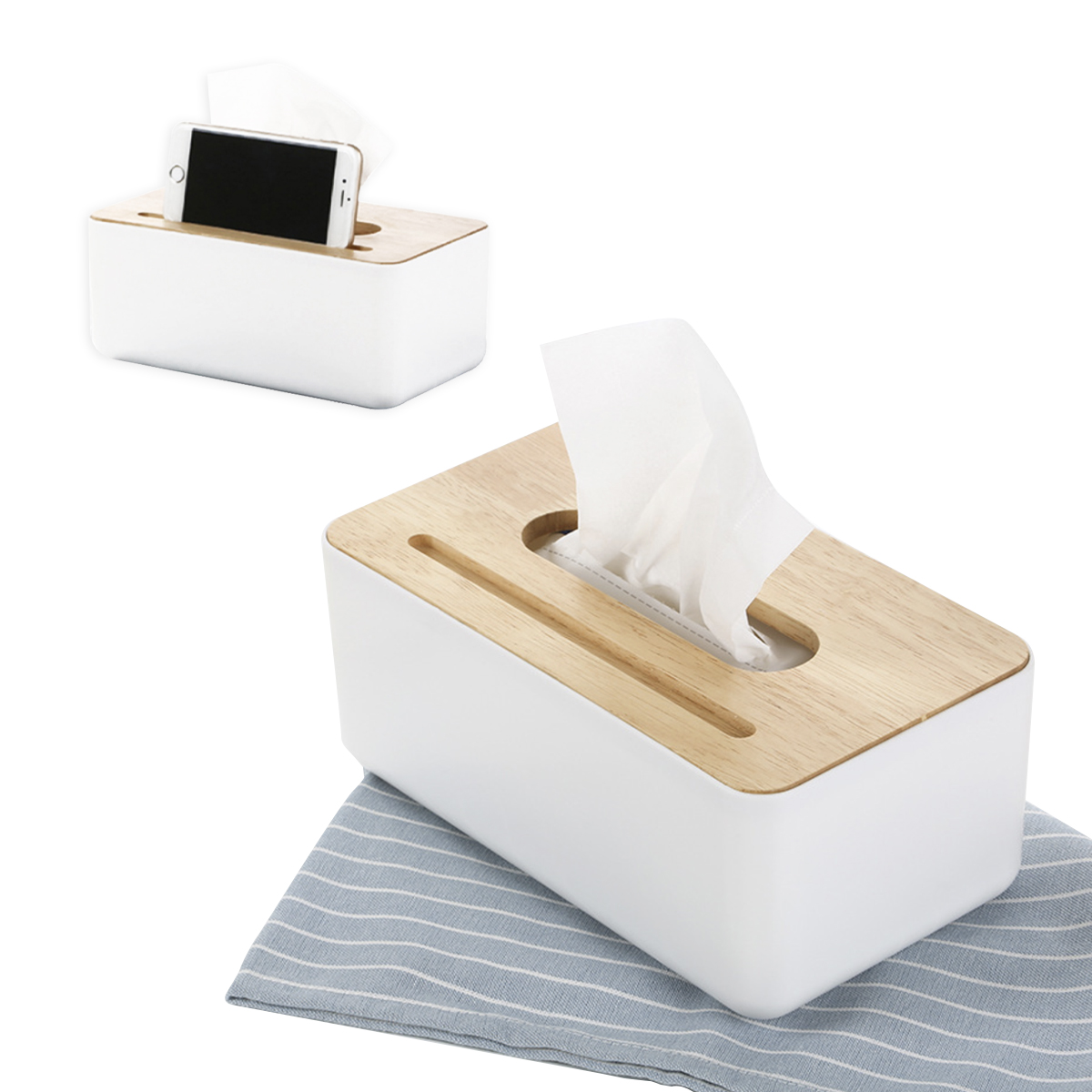 Minimalist Tissue Box with Phone Stand